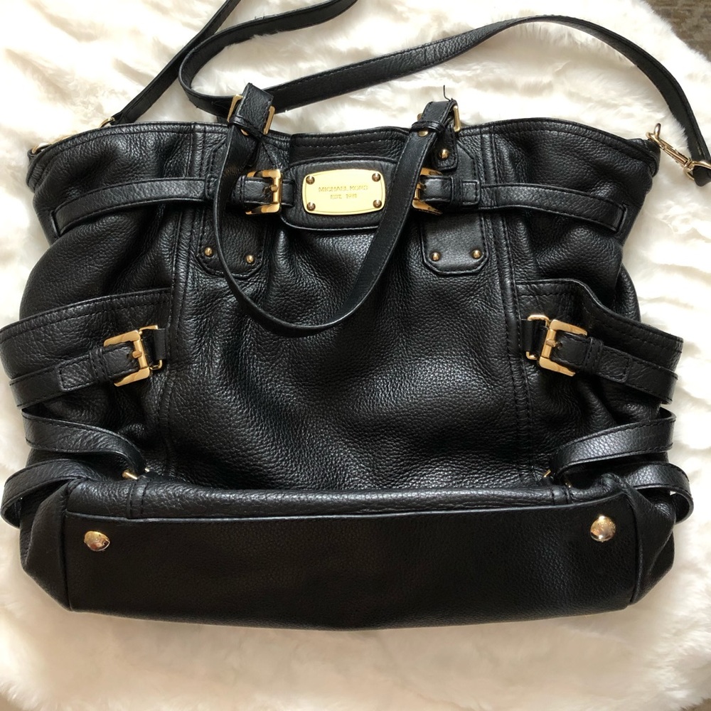 Michael Kors Gansevoort Black Tumbled Leather Satchel